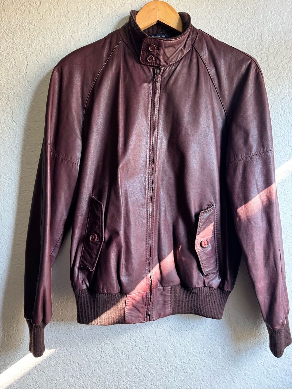 Carl Michaels Burgundy Leather Bomber Jacket